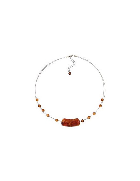 necklace tubes and beads brown 45cm