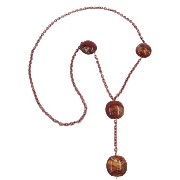necklace nuggets brown 100cm