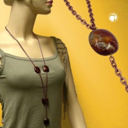 necklace nuggets brown 100cm
