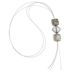 necklace square beads silver-grey