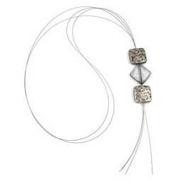 necklace square beads silver-grey