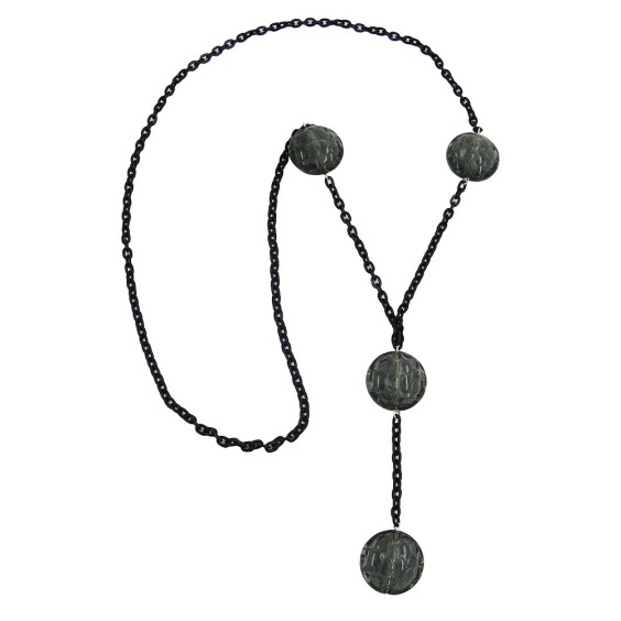 necklace eye-catching beads grey 100cm