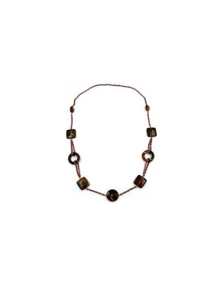 necklace rings and cubes brown 90cm