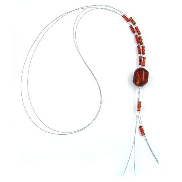 necklace tubes brown red marbled