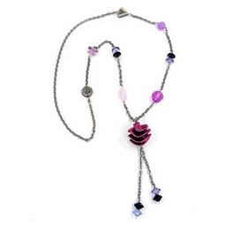 necklace spiral purple chain silver 95cm