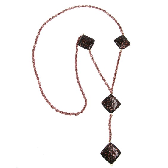 necklace square black-copper-tone 100cm