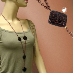 necklace square black-copper-tone 100cm