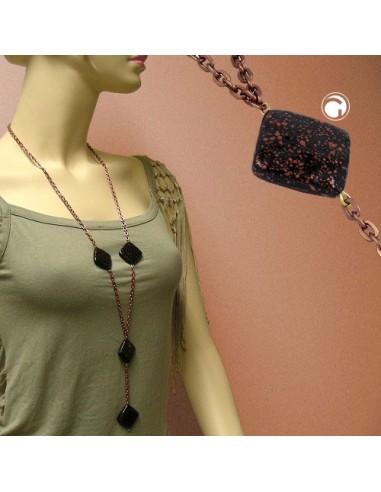 necklace square black-copper-tone 100cm