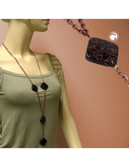 necklace square black-copper-tone 100cm