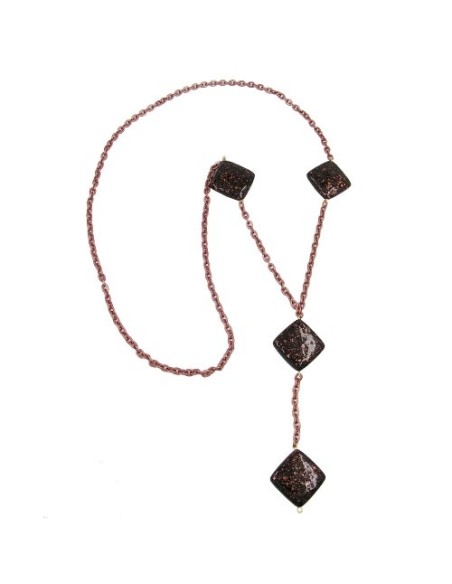 necklace square black-copper-tone 100cm