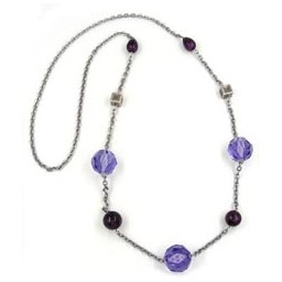 necklace faceted beads purple 100cm