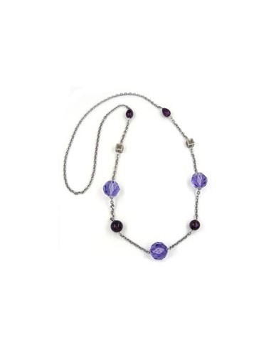 necklace faceted beads purple 100cm