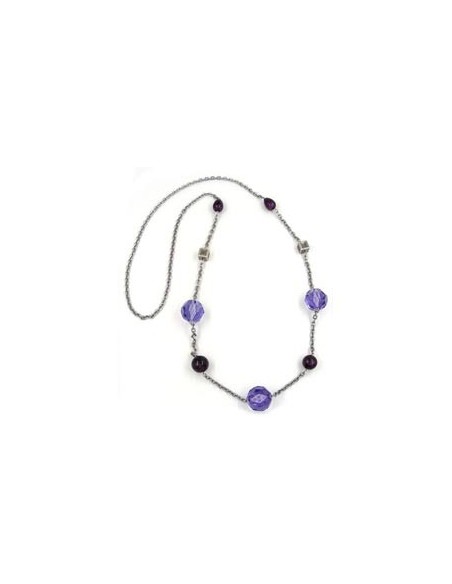 necklace faceted beads purple 100cm