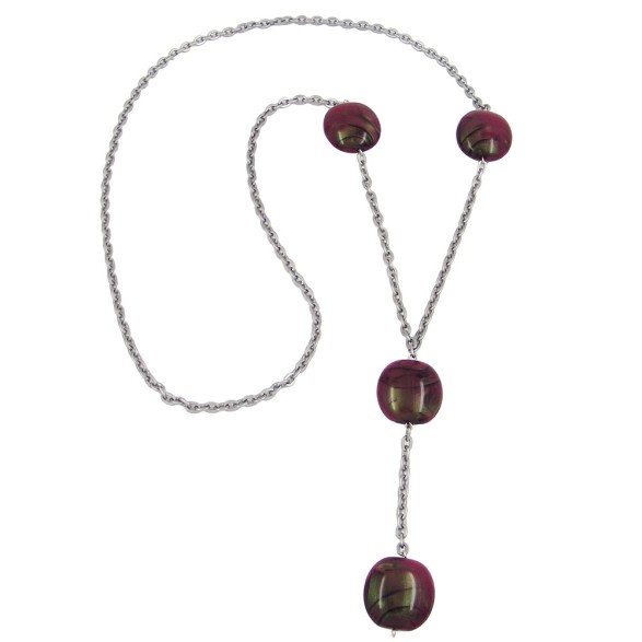 necklace nuggets purple 100cm