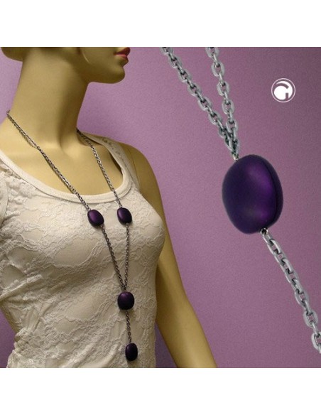 necklace nuggets purple 100cm