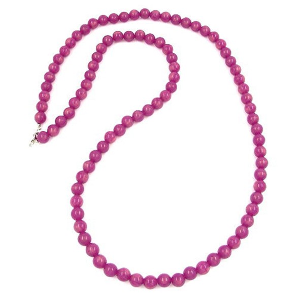 necklace beads 10mm purple-silk 90cm