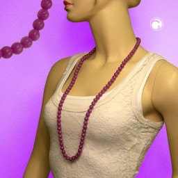 necklace beads 10mm purple-silk 90cm