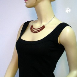 necklace three rows red black marbled