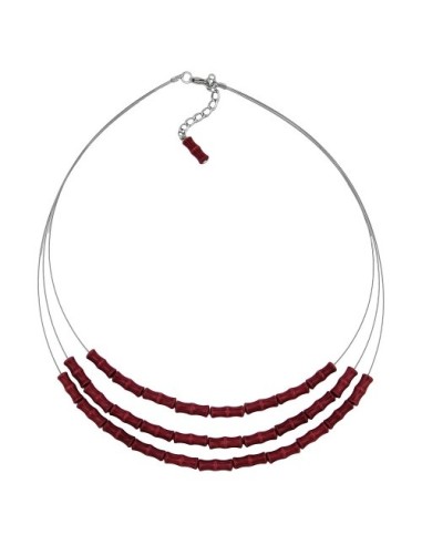 necklace three rows red black marbled