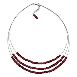 necklace three rows red black marbled