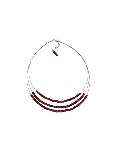 necklace three rows red black marbled