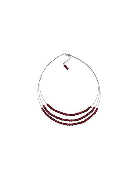 necklace three rows red black marbled