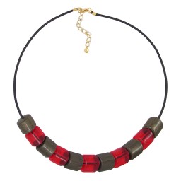 necklace beads red-gold 45cm