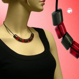 necklace beads red-gold 45cm