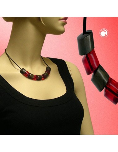 necklace beads red-gold 45cm
