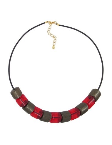 necklace beads red-gold 45cm