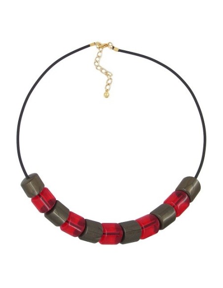 necklace beads red-gold 45cm