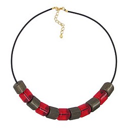 necklace beads red-gold 45cm