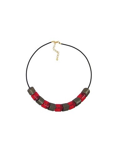 necklace beads red-gold 45cm