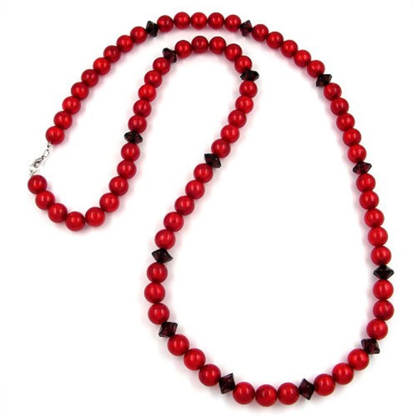 necklace beads red 100cm