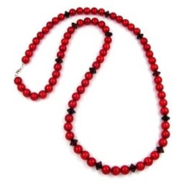 necklace beads red 100cm