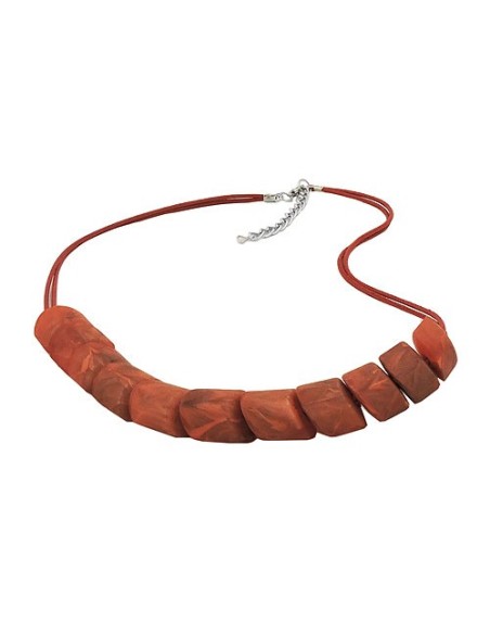 necklace slanted beads rust-brown