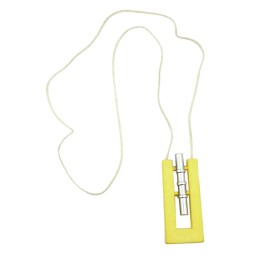 necklace rectangle yellow-matte-silver 90cm