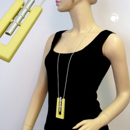 necklace rectangle yellow-matte-silver 90cm