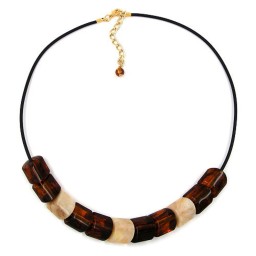 necklace beads brown 45cm