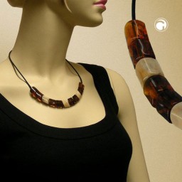 necklace beads brown 45cm