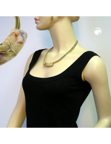 necklace tube flat-curved white-olive 50cm