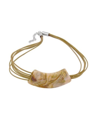 necklace tube flat-curved white-olive 50cm