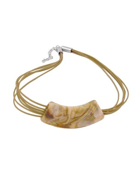 necklace tube flat-curved white-olive 50cm