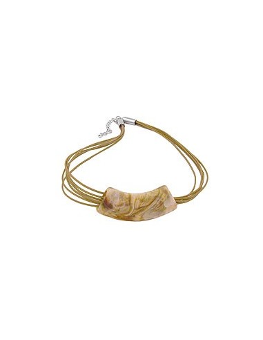 necklace tube flat-curved white-olive 50cm