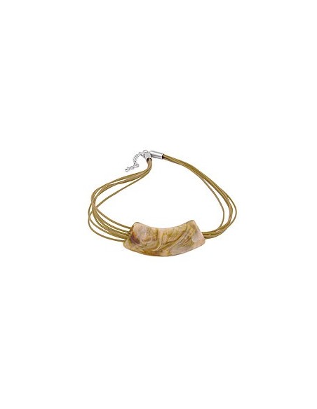 necklace tube flat-curved white-olive 50cm