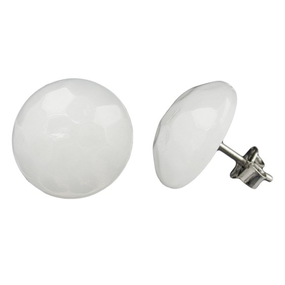 stud earrings hammered white cream