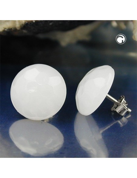 stud earrings hammered white cream