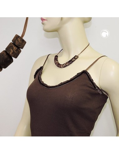 necklace slanted bead brown marbled