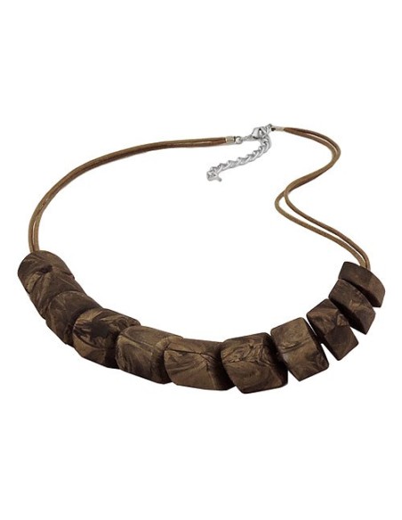 necklace slanted bead brown marbled