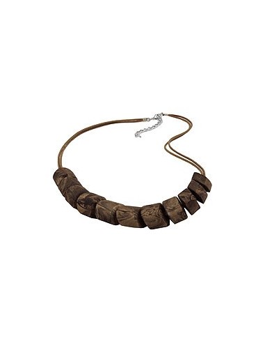 necklace slanted bead brown marbled